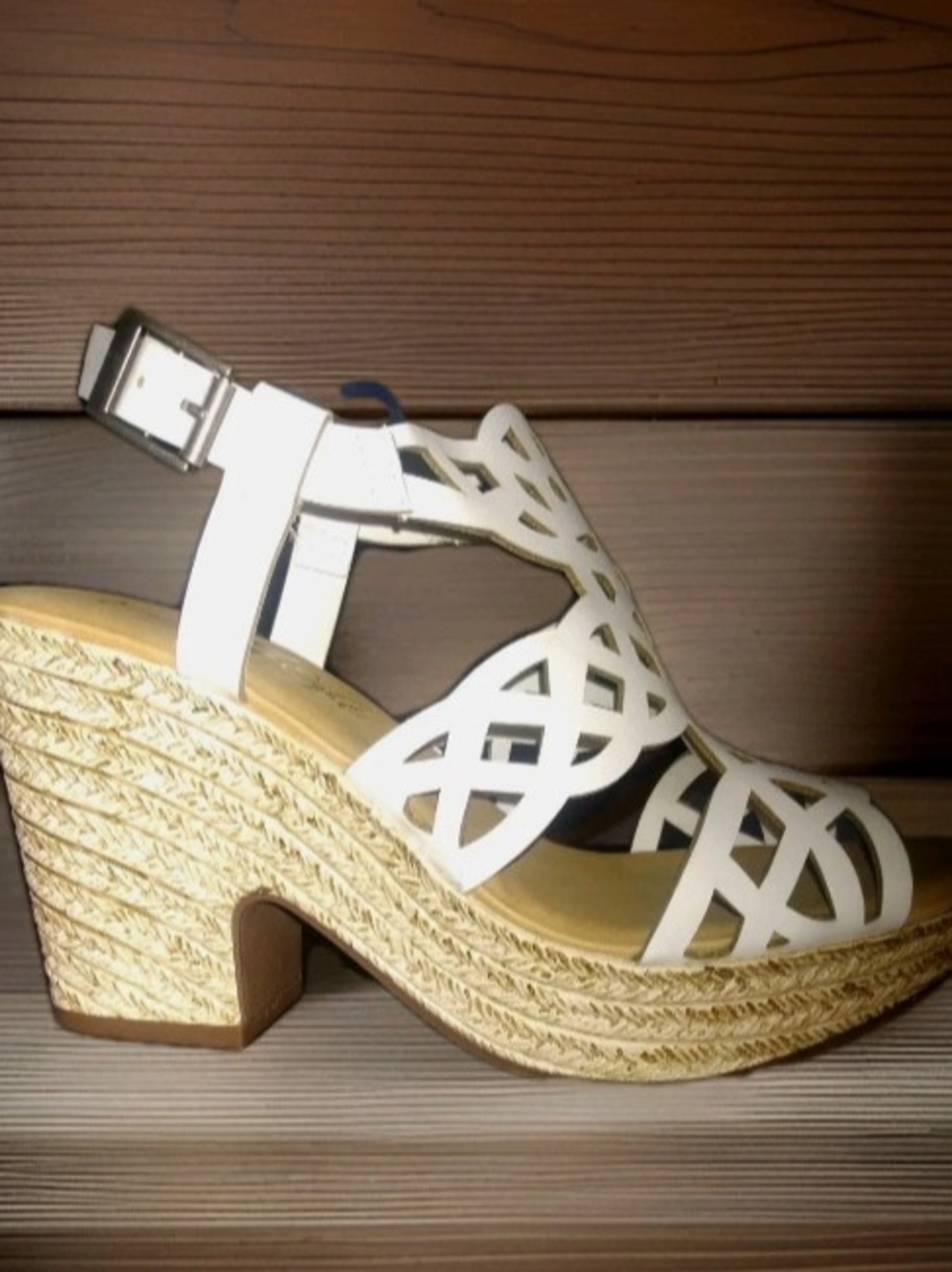 Women’s White Cutout Espadrille Wedge Sandals